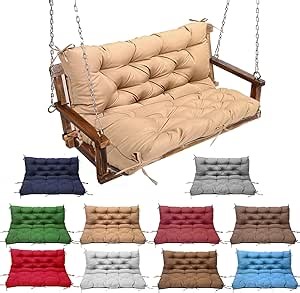 Porch Swing Cushions, Swing Cushions for Outdoor Furniture, Non-Slip and Easy-to-Clean Replacement Cushions for Outdoor Swing, Available for 2-3 Persons (60×40,Khaki)