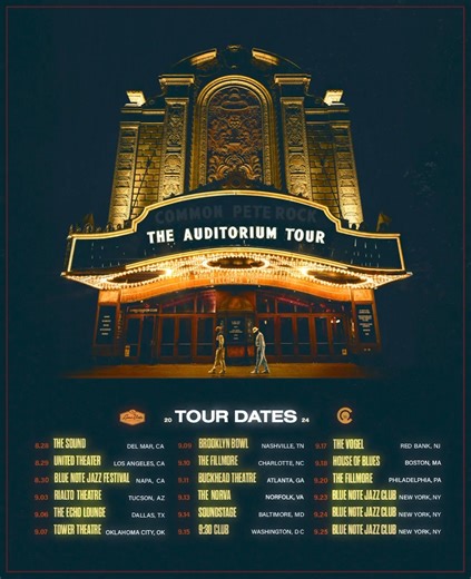 56K views · 476 reactions | Looking forward to bringing THE AUDITORIUM TOUR with T-Mobile as the official wireless partner to a venue near you! Sign up at ThinkCommon.com to get early access to tickets before they go on-sale Friday. Thank you again for all the love, support and great vibrations. “Spreading peace and love throughout my travels” - Nice & Smooth | Common | Facebook