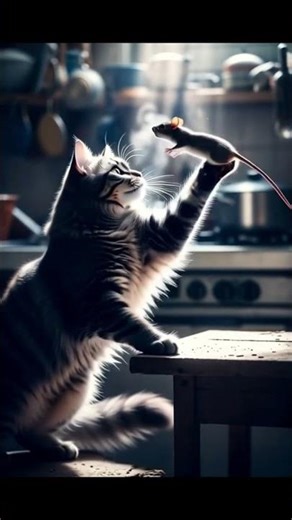 Epic Cat vs Mouse Showdown | Dramatic Chase in the Kitchen #shorts