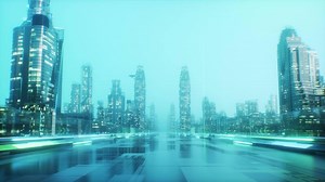 Download Sci-Fi Futuristic City Concept Background Loop for free