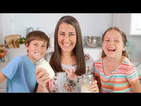 Homemade mason jar butter with the kids