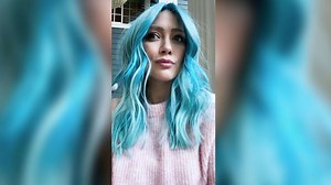 Hilary Duff shows off blue hair look ahead of baby's arrival
