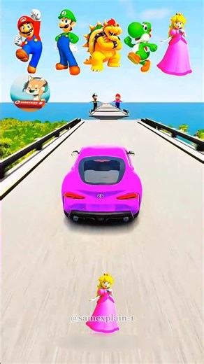 Super Mario car vs Princess Peach car 😱 #viral #shorts