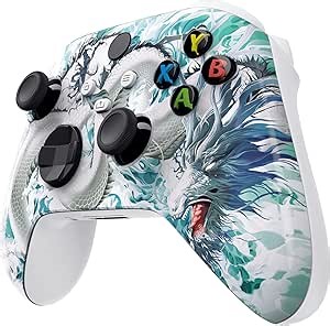 eXtremeRate Custom Shell for Xbox Series X|S Controller, Jade Dragon Replacement Faceplate Cover Front Housing Cover for Xbox Core Controller Wireless