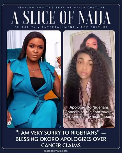Blessing Okoro also known as Blessing CEO has issued a public apology to Nigerians following the controversy surrounding her cancer claims. She admitted to the confusion and backlash caused, while insisting she did not lie about her health condition. She also promised to share her medical records, including scan and biopsy results, and offered refunds to those who contributed #asliceofnaija #blessingceo