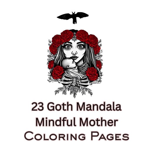 Mindful Goth Mother and Baby Color Pages, Dark Aesthetic Grounding, Relaxation, Thoughtful Gifts for Loved Ones & Expecting Moms - Etsy
