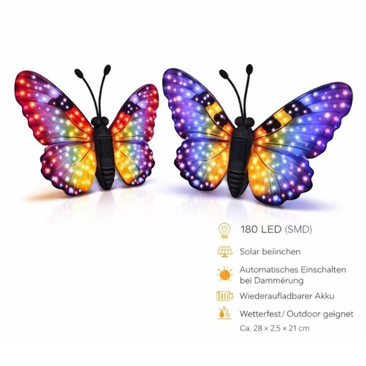 Solar Wandleuchte Schmetterling 180 LED Bunt Gartenleuchte Außen Wand Deko Lampe - Etsy