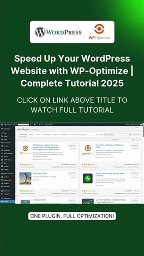 🚀 Speed Up Your WordPress Website with WP-Optimize | Complete Tutorial 2025. #wpoptimize