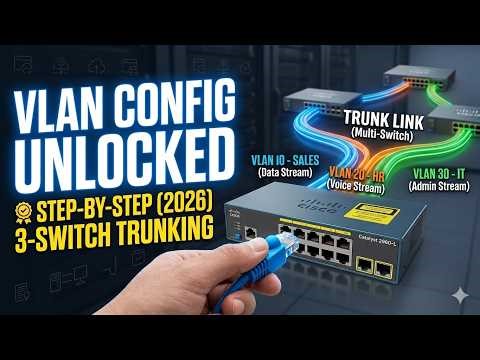 How to configure VLANs on Cisco Switch (2026) | VLAN & Trunking | Packet Tracer | CCNA