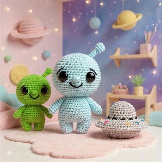 CROCHET PATTERN - Alien Amigurumi Crochet Pattern, Kawaii Green Alien, UFO Pattern Download - Etsy UK