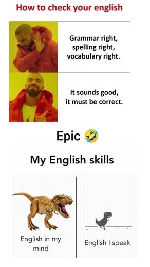 The struggle is real. My English skills, summarized. 🗣️🧠#EnglishSkills#viral #viralvideo #funny