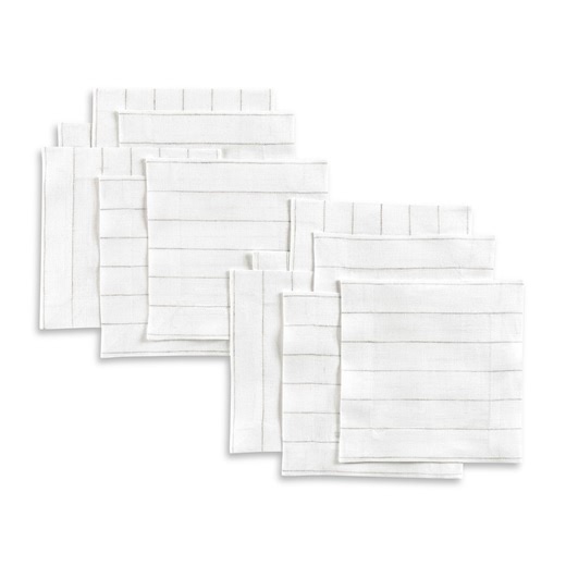 Linen Cocktail Napkins - Set of 12, Pure European Flax, 6 X 6 Inch, Pinstripe - Etsy