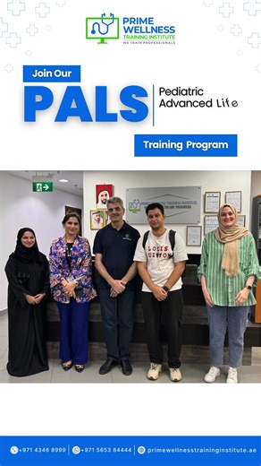 Prime Wellness Training Institute on Instagram: "Pediatric Advanced Life Support (PALS) Certification in Dubai Advance your pediatric emergency care skills with American Heart Association–based Pediatric Advanced Life Support (PALS) training at Prime Wellness Training Institute. This course is designed for healthcare professionals who manage critically ill infants and children in emergency and clinical settings. The PALS course focuses on systematic assessment, high-quality resuscitation, effect
