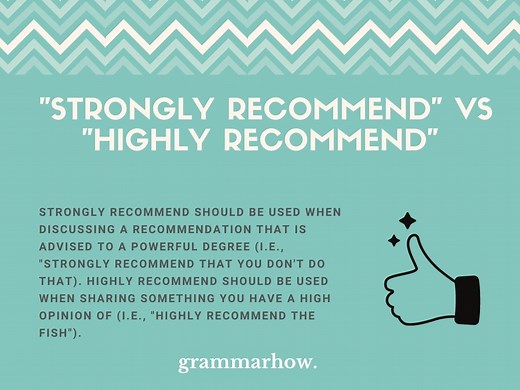 "Strongly Recommend" vs. "Highly Recommend" (Difference Explained)