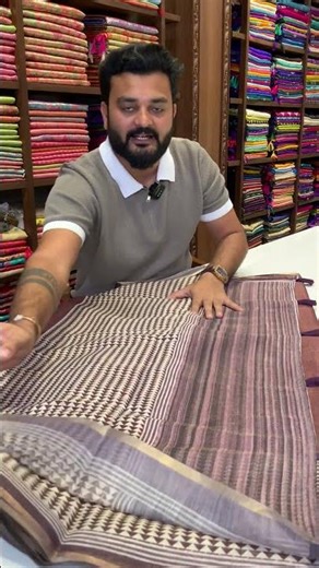 Classic Stripe Linen Chanderi Saree || 999/- || COD Available