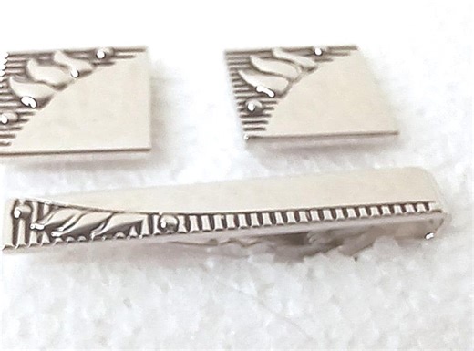 Cufflinks, Cuff Links, Tie Clip Bar, Set Mid-century SWANK, Vintage Sculpted Graphic, Silver Tone Space Age, Classic, Wedding, Minimal Wear - Etsy