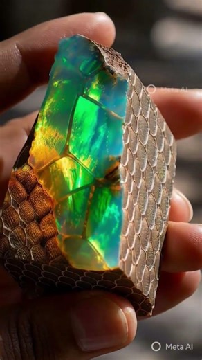 A very rare natural Opal stone chunk that looks like a natural snake scale pattern.. very stunning