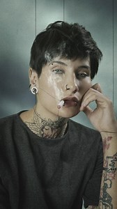 Animated picture of a gothic woman smoking - Free Stock Video