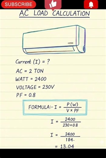AC Load Calculation Trick ⚡ Electricians Must Know! #shorts
