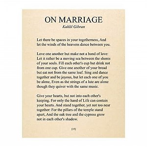 Kahlil Gibran On Marriage Wall Art – Elegant 11x14 Wedding Poem Print – Romantic Blush & Gold Quote Decor – Anniversary or Bridal Shower Gift for Couples – Unframed Literary Love Poem.
