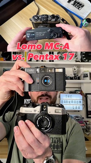 The Darkroom 🎞️ Film Lab on Instagram: "Lomo MCA or Pentax 17. Which camera is the best for you? It’s genuinely exciting to see brand new film cameras being designed and released, and these are our two favorite new film cameras in recent memory. Both come in around the same price and both are compact, but they offer very different shooting experiences. The Lomo MCA is a modern, feature-packed autofocus point & shoot that shoots standard 35mm. You get 36 frames per roll, a fast 32mm f2.8 lens th