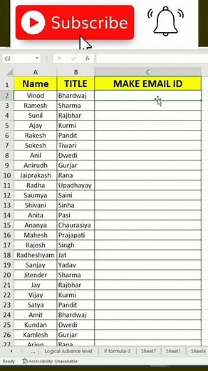 #excel trick #concatenate formular #mis quetion #shorts & #reels video #email id making
