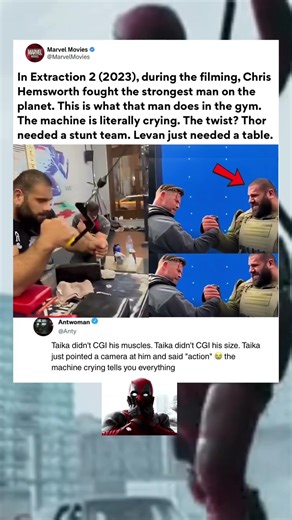 Chris Hemsworth is arm wrestling Levan Saginashvili on the set of Extraction 2. #shorts