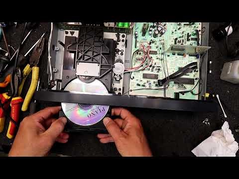 CD Player Repair Part 3. Servicing and replacing the tray loading belt in a Sansui CD-X301i