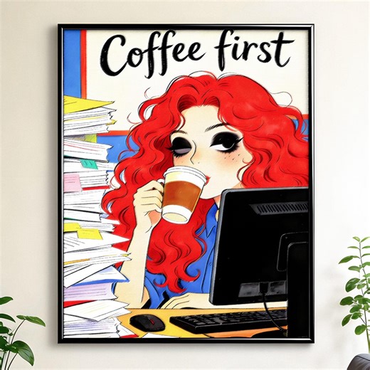 Coffee First Retro Office Style Coffee-themed Wall Art | Digital Printable File | Office/café Decor - Etsy