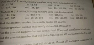Find the H.C.F. of the following numbers using prime factorisat... | Filo