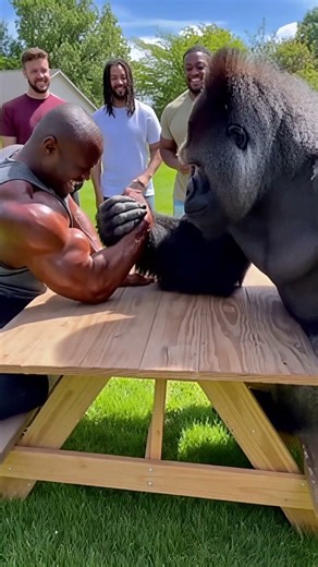 Gorilla vs Bodybuilder Arm Wrestle?! Who Won? #shorts #gorilla #armwrestling
