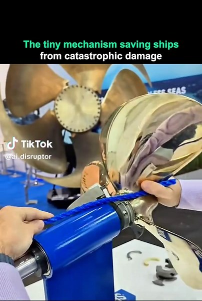 The Spurs Marine line and net cutter protects a ship's propeller by slicing through rope and debris before they can cause damage. Two rotating blades mounted to the shaft work in tandem with a stationary blade on the bearing housing, all driven by the propeller's own motion, requiring no external power. The result is an instant, guillotine-style cut, effective whether the engine runs forward or in reverse. Trusted by the US Navy, Coast Guard, and major commercial operators, the system is now act