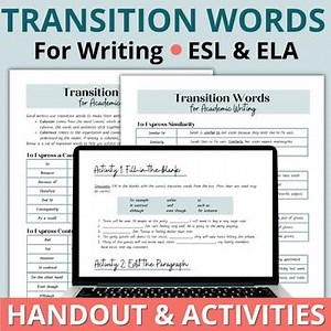 Transition Words Worksheet Transition Word List Printable for ESL and ELA