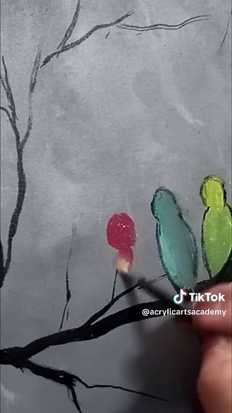 Follow for more! Colorful Birds on a Branch: Easy Step-by-Step Acrylic Painting Tutorial https://youtu.be/hziqI4zzAsA #learnpainting #acrylicpainting #arttok #easyacrylicpainting #fyp