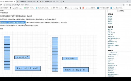 Leetcode 316 去除重复字母 配图讲解 哈希 栈