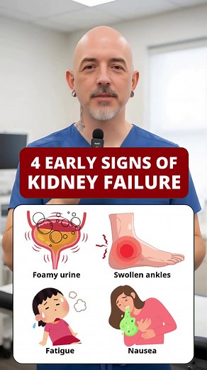 4 early signs of kidney failure #kidneyfailure #kidney #kidneydisease #health #healthtip