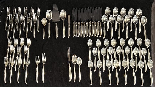 Vintage Flatware 1847 Rogers Bros FLAIR Silverplate 12 5-piece Place Settings, 12 Extra Teaspoons Plus 5-piece Server Set; 77 Total Pieces - Etsy