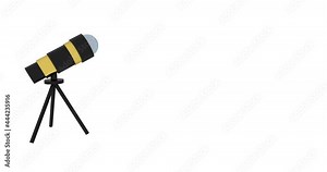 Animated telescope on the white background. Telescope 4K seamless looped animation.