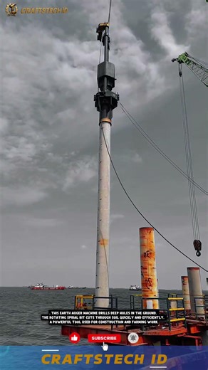 Powerful Earth Auger Machine for Drilling Deep Holes in Soil and Ground Work #constructionmachines