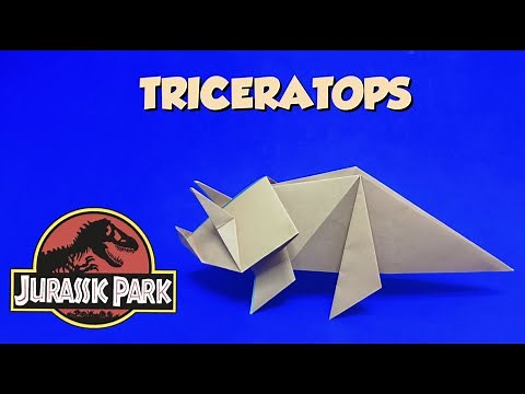 How to make origami dinosaur triceratops tutorial | Jurassic Park