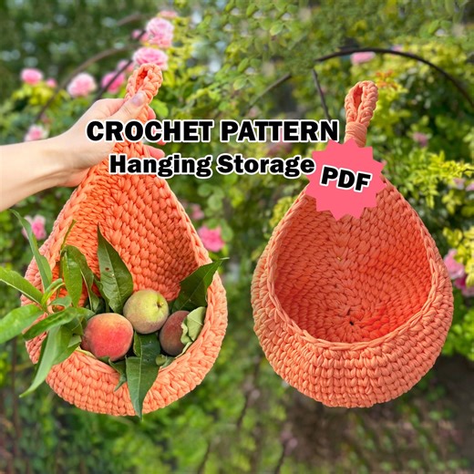 Crochet Hanging Basket Pattern: Chunky Cotton Storage (PDF Pattern) - Etsy