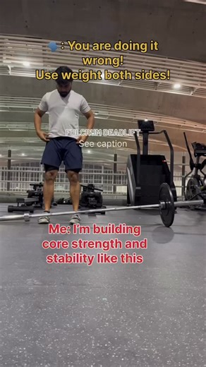 Fulcrum Deadlifts: Core Crusher or Confusing Move? #fulcrumdeadlift #coreworkout #deadliftvariations #strongcore #unconventionaltraining #functionalfitness #strengthtraining #stability #fitnessfam #fitfam #gymlife #explorepage The Fulcrum Deadlift might look strange at first glance, but it’s a highly effective exercise for strengthening your core and improving stability. Here’s how it works: Unlike a traditional deadlift, you only use weight plates on one side of the barbell. This creates an off