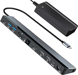 USB C Docking Station Dual Monitor with Power Adapter: NewQ 12-in-1 Thunderbolt 3 | 4 Dock, Dual 4K HDMI, 4 USB, Audio, Ethernet, SD/TF Slot, 18W PD Out, for Mac, HP, Dell, Lenovo, Surface, Asus, Acer