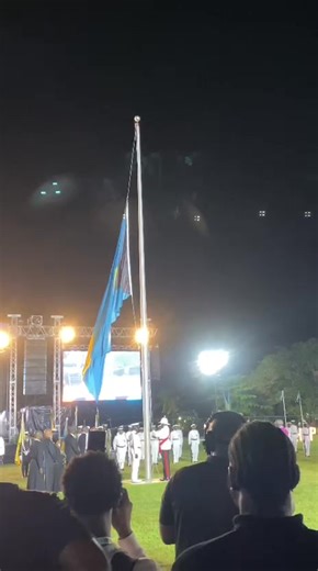 Despite the rain, undeterred, the flag is raised to mark the start of the Independence day anniversary. A limited crowd attended due to the weather. | Tribune News Network