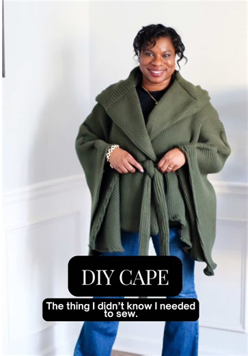 Cold? Make a cape sweater. When I saw this cape pattern, I knew I had to make it, and I finished it just in time, because it was freezing here in Atlanta! Your girl was warm and fashionable though. The pattern recommended woven fabric, but | felt this ribbed knit that I got from @mimigstyle was perfect for it. The color was icing on the cake too. I've never been a fan of wearing green, but since working at a school whose color is green, it's grown on me. What do you guys think? Pattern: McCalls 