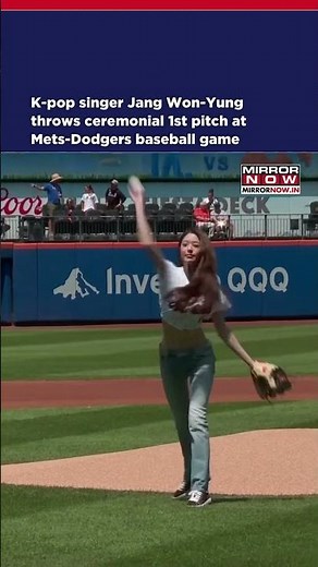 K-Pop Singer Jang Won-Yung Throws Ceremonial 1st Pitch At Mets-Dodgers Baseball Game #shorts
