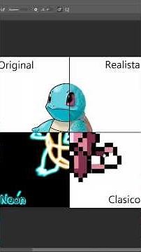 Drawing Squirtle in 4 different styles: Original, Realistic, Neon, and Classic #squirtle