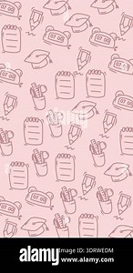Abstract seamless animated pattern on green background. Pink doodles