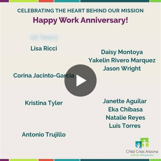 #workanniversary #teamrecognition #employeeappreciation #safekidsstrongfamilies | Child Crisis Arizona