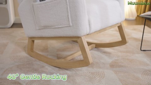 Muumblus Nursery Rocking Chair, Wingback Glider Rocker, Indoor Uphlostered Rocking Chair, Black Teddy